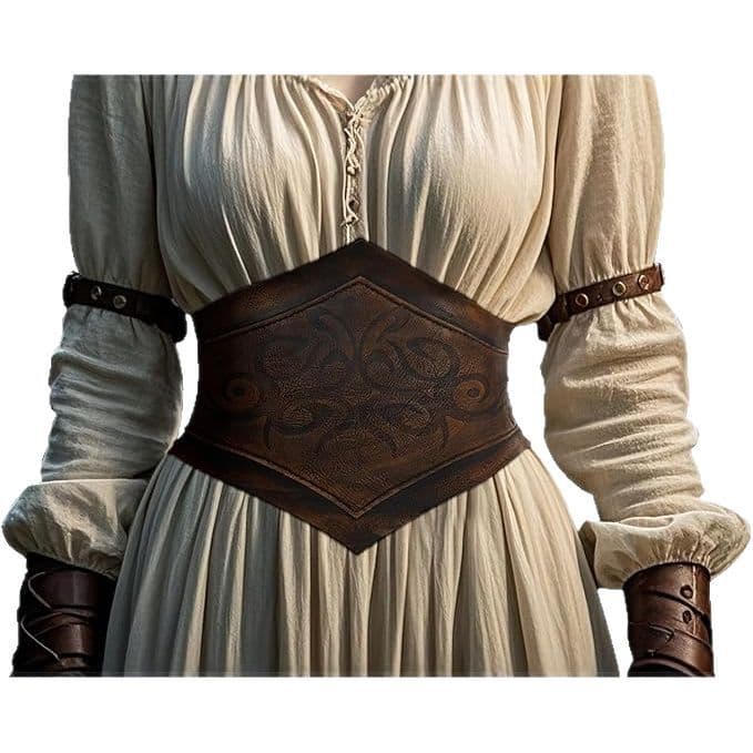 Medieval-Style Women's Leather Belt with Lace-Up Design, 115 cm