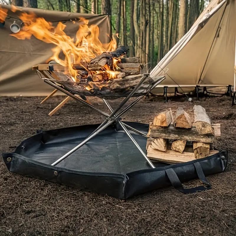 64 cm Hexagonal Double-Sided Silicone Fireproof Mat for BBQ and Camping