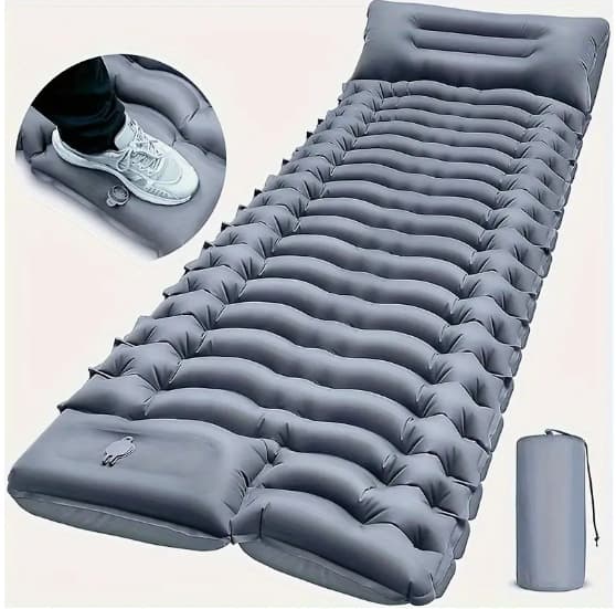 Grey 190 cm Ultra-Light Foot Pump Inflatable Camping Sleeping Pad
