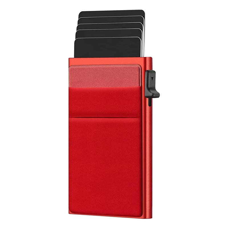Ultra-Slim Pop-Up Card Holder Wallet with RFID - Red + Red Card Holder
