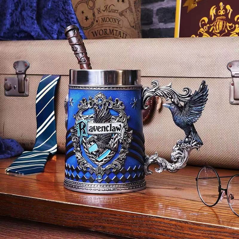 Collectible Fantasy House Crest Tankard Mug - 600 ml Stainless Steel - Blue