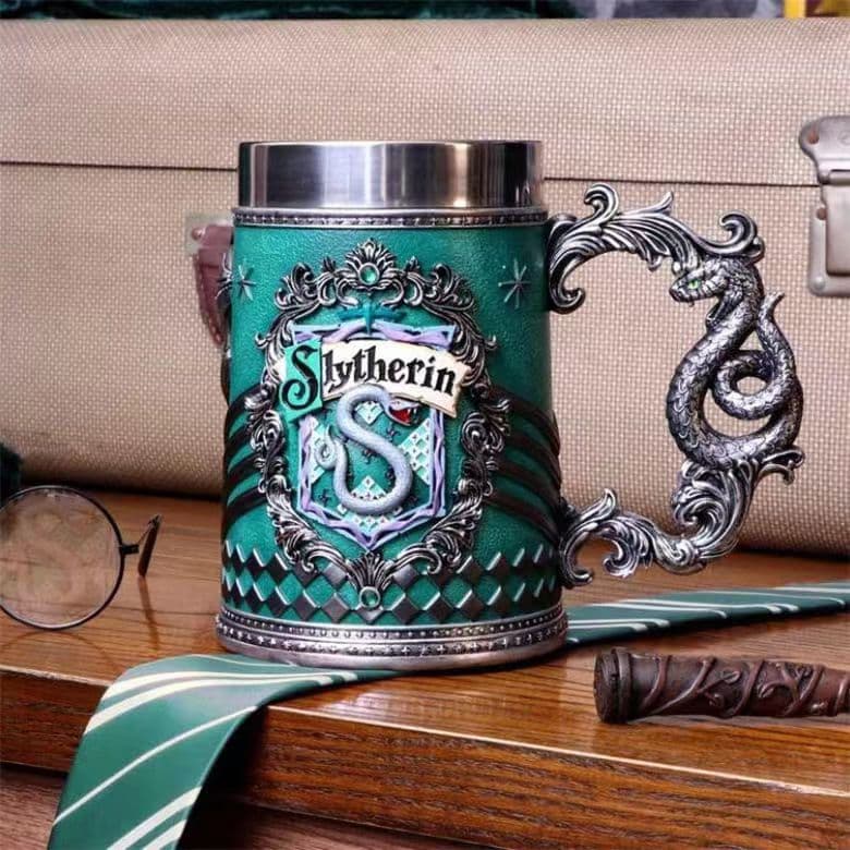 Collectible Fantasy House Crest Tankard Mug - 600 ml Stainless Steel - Green