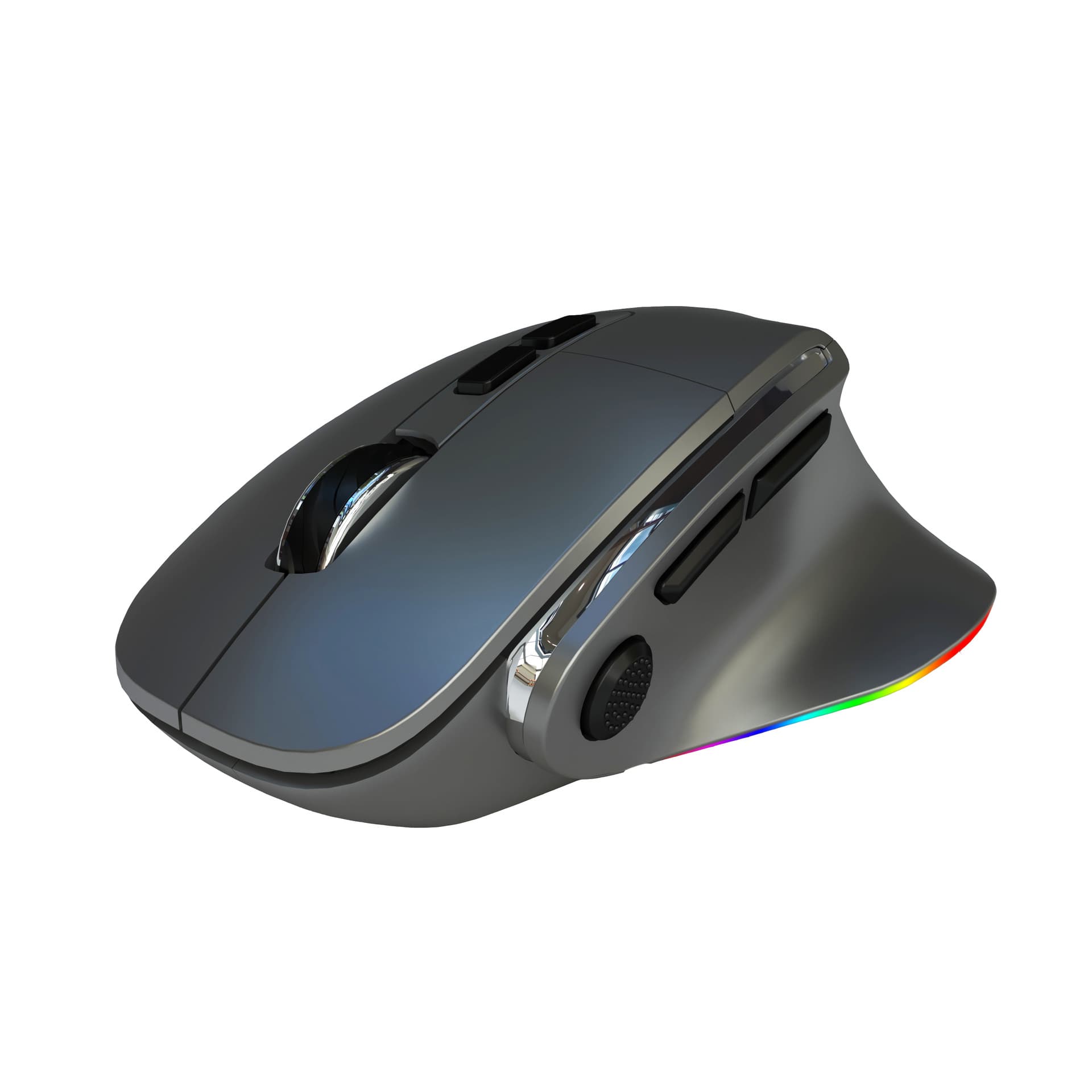 Ergonomic Vertical Wireless Mouse - Dual Mode (2.4G + Bluetooth), RGB - Gray