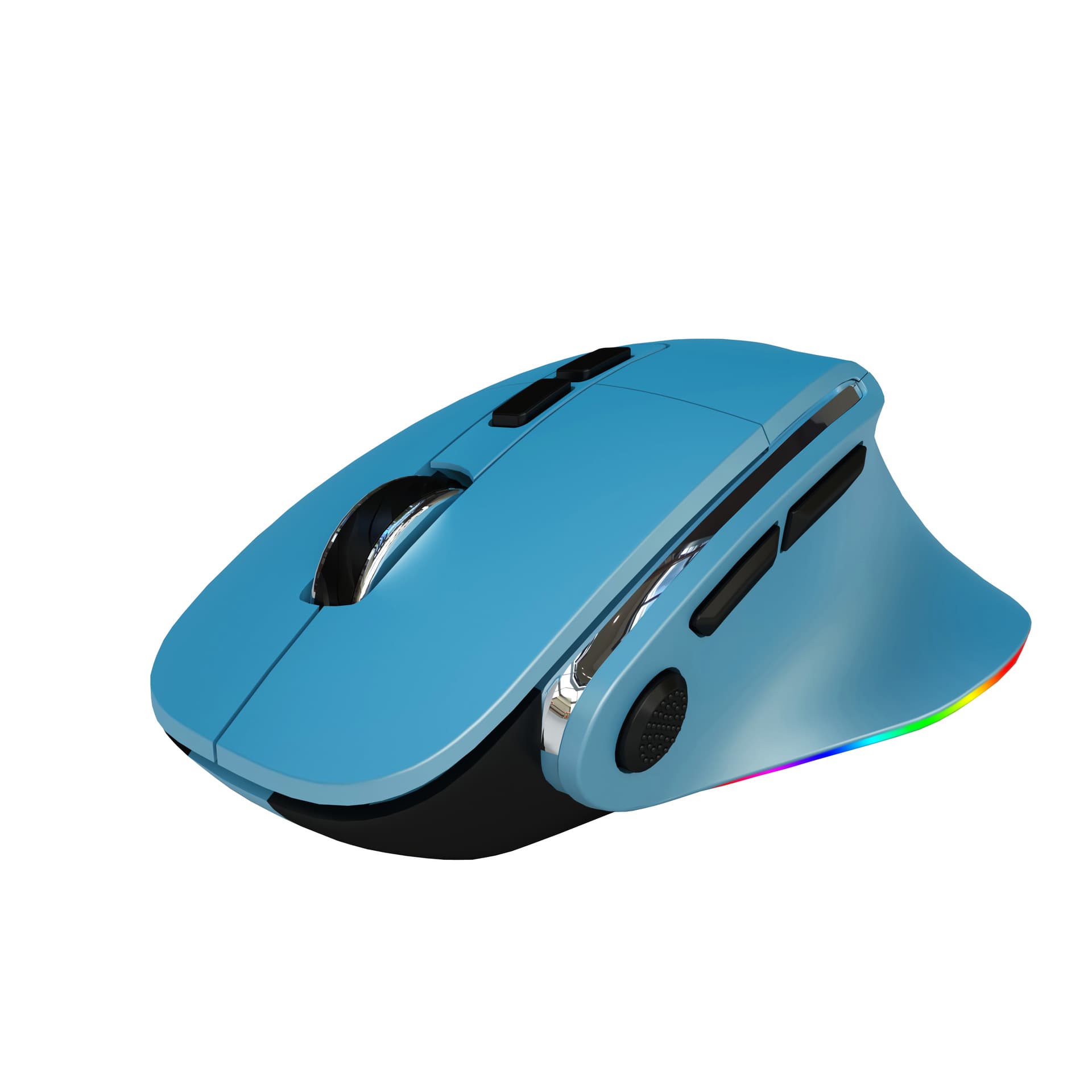 Ergonomic Vertical Wireless Mouse - Dual Mode (2.4G + Bluetooth), RGB - Blue