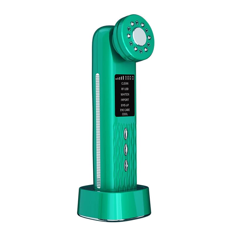 Multi-Functional Facial Beauty Device - Ultrasonic, EMS, RF LED - Green