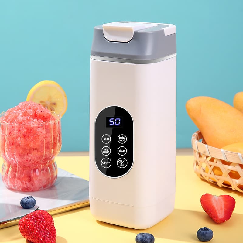 White Rechargeable Travel Blender Cup - 12 Blades, Digital Display