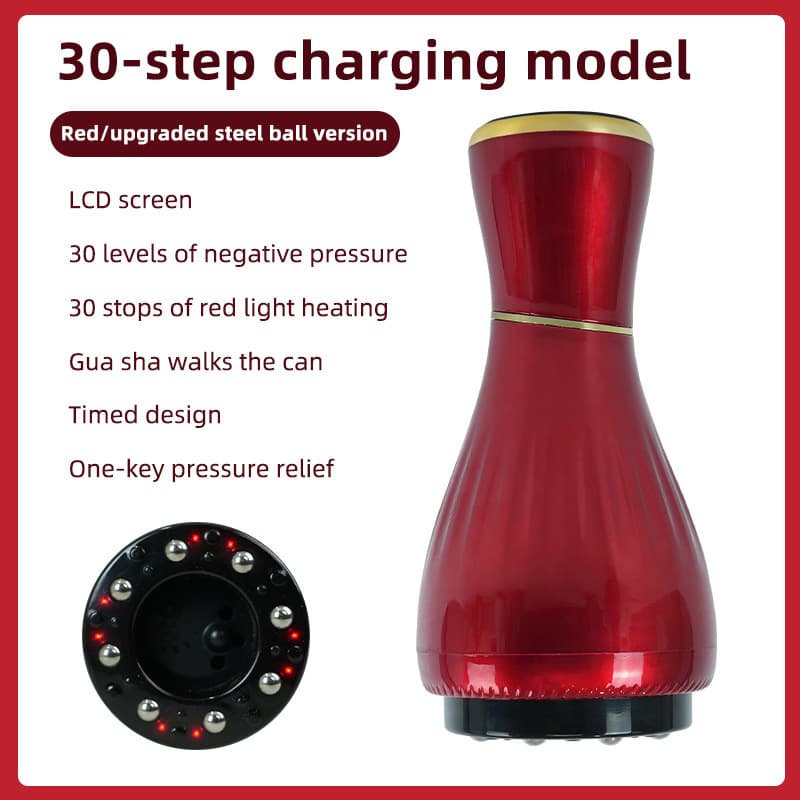 Red Portable Electric Cupping Therapy Device - Adjustable Intensity