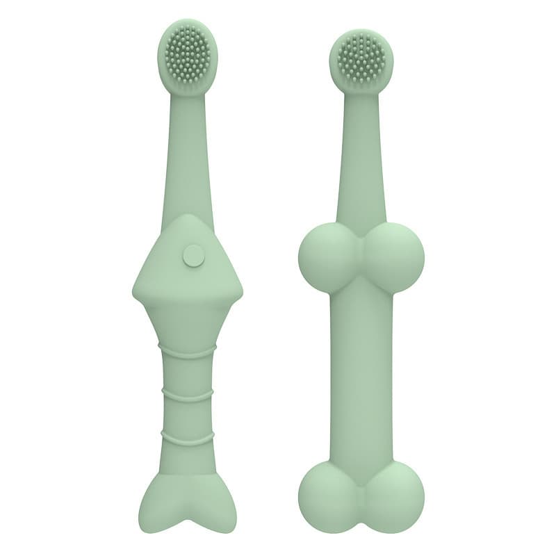 6 x Silicone Pet Toothbrush (3 Fish shape and 3 Bone shape) Green Gentle