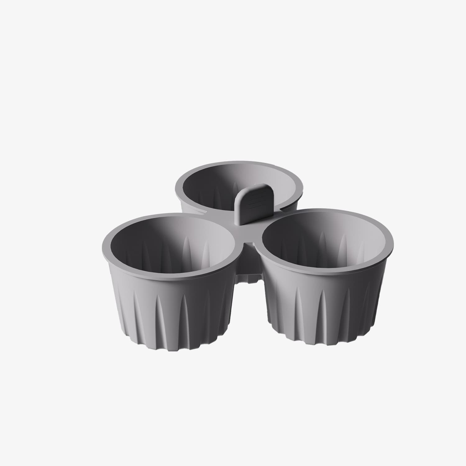 2-Piece Grey 3-Compartment Silicone Bowl - BPA-Free, Microwave & Air Fryer