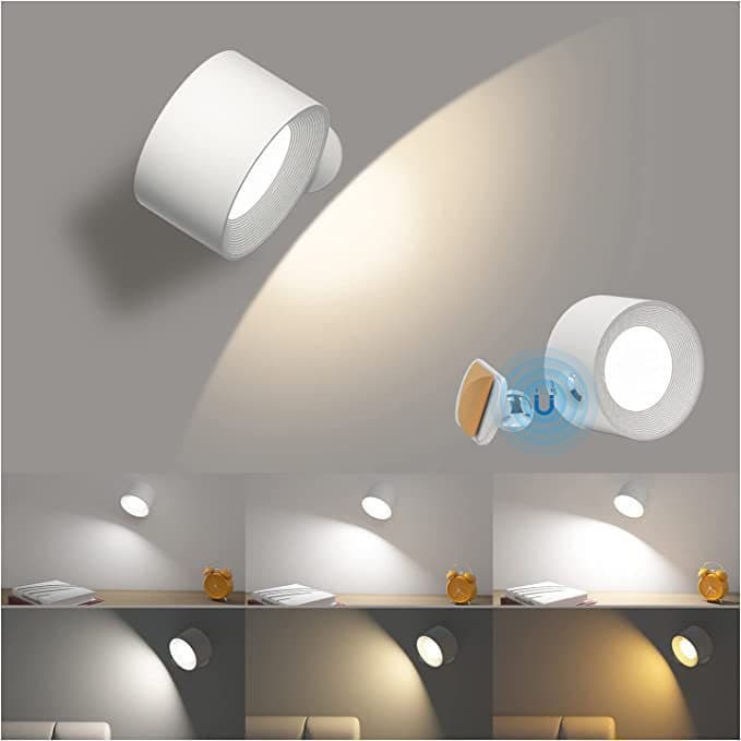 White Rechargeable LED Magnetic Wall Light - Touch Control, 3 Colors