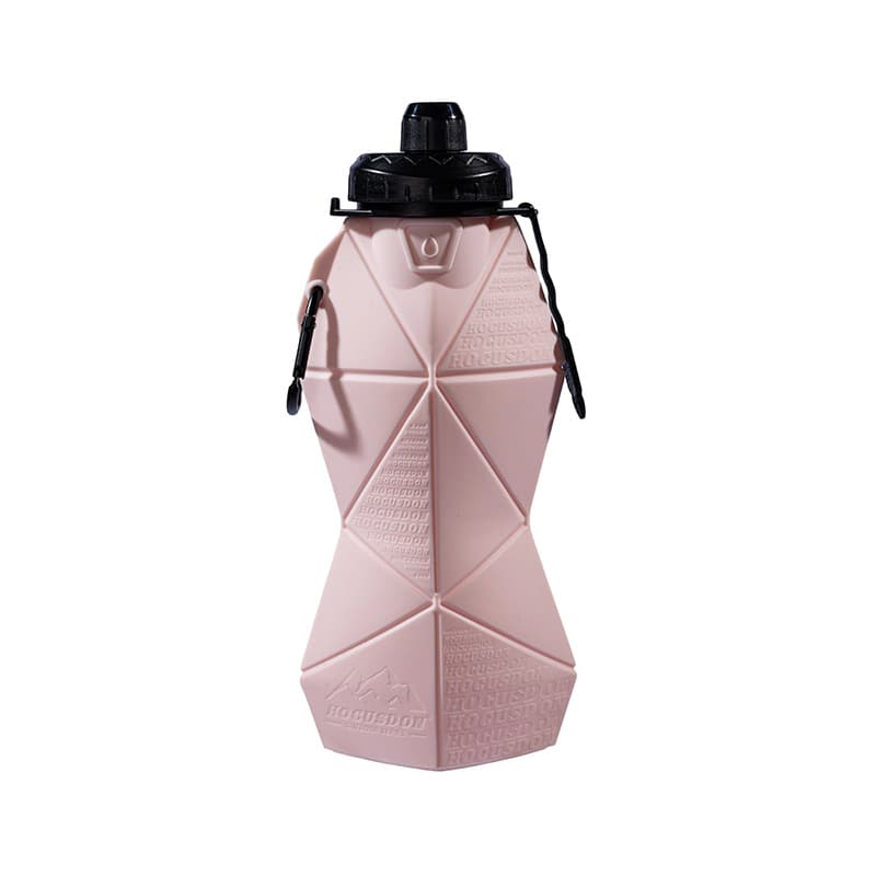 Pink and Black Cup Lid Ultimate Foldable Silicone Water Bottle - Pink Black