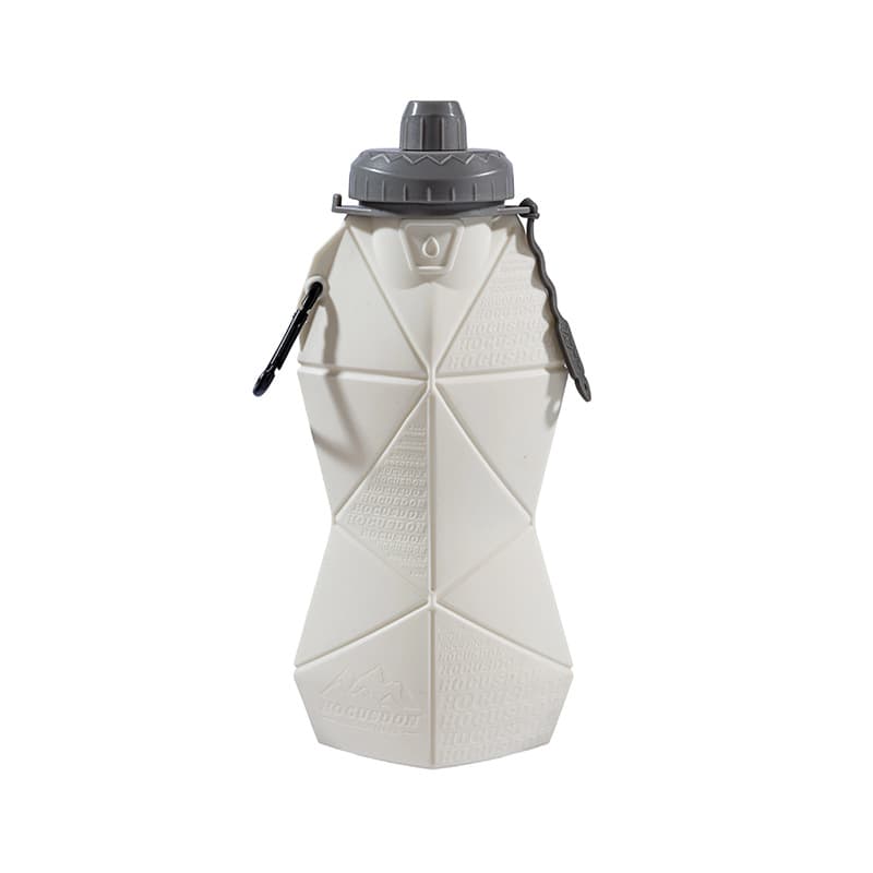 White and Grey Cup Lid Ultimate Foldable Silicone Water Bottle - White Grey