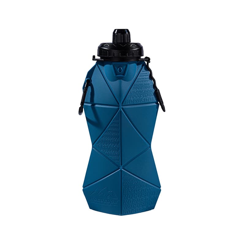 Blue and Black Cup Lid Ultimate Foldable Silicone Water Bottle - Blue Black
