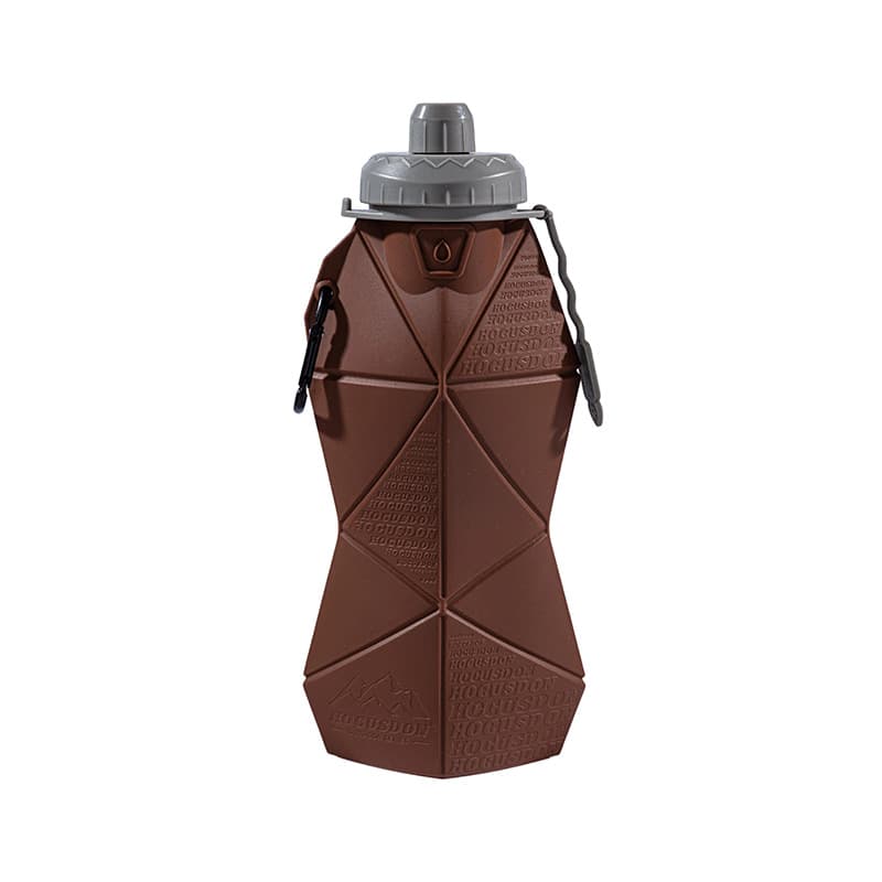 Brown and Grey Cup Lid Ultimate Foldable Silicone Water Bottle - Brown Grey