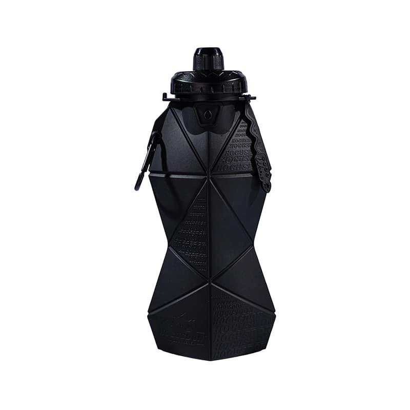 Black and Black Cup Lid Ultimate Foldable Silicone Water Bottle