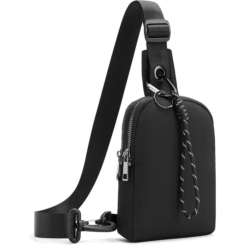 Black Compact Waterproof Sling Bag - Unisex Mini Crossbody Chest Pack
