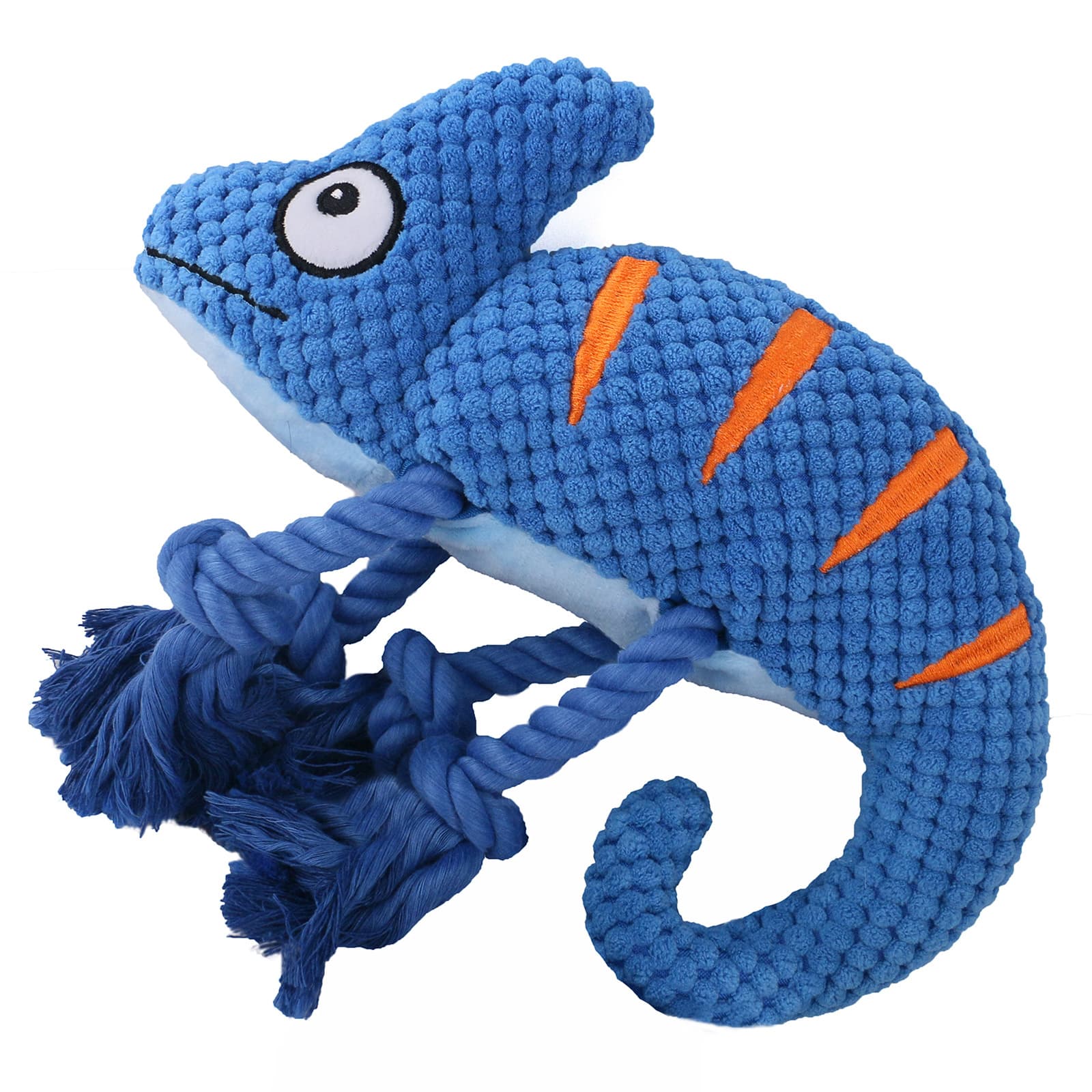 2-Piece Blue Interactive Plush Chameleon Dog Toy with Squeaker - 10.2in