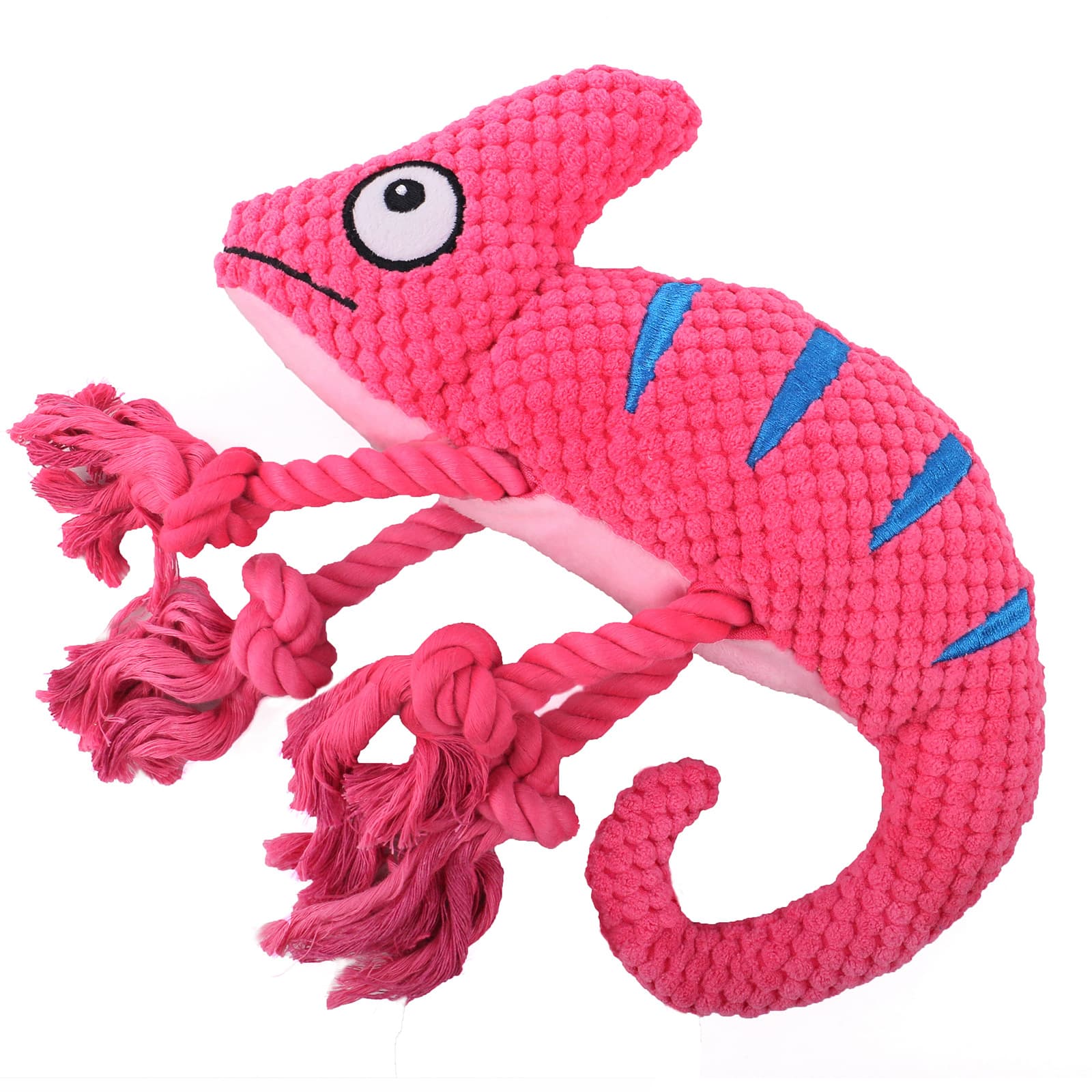 2-Piece Pink Interactive Plush Chameleon Dog Toy with Squeaker - 10.2in