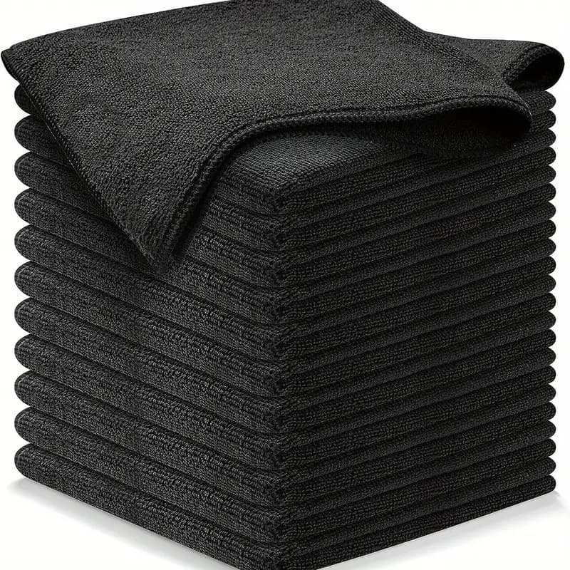 Black All-Purpose Microfiber Cleaning Cloths (20-Pack) - Ultra Absorbent