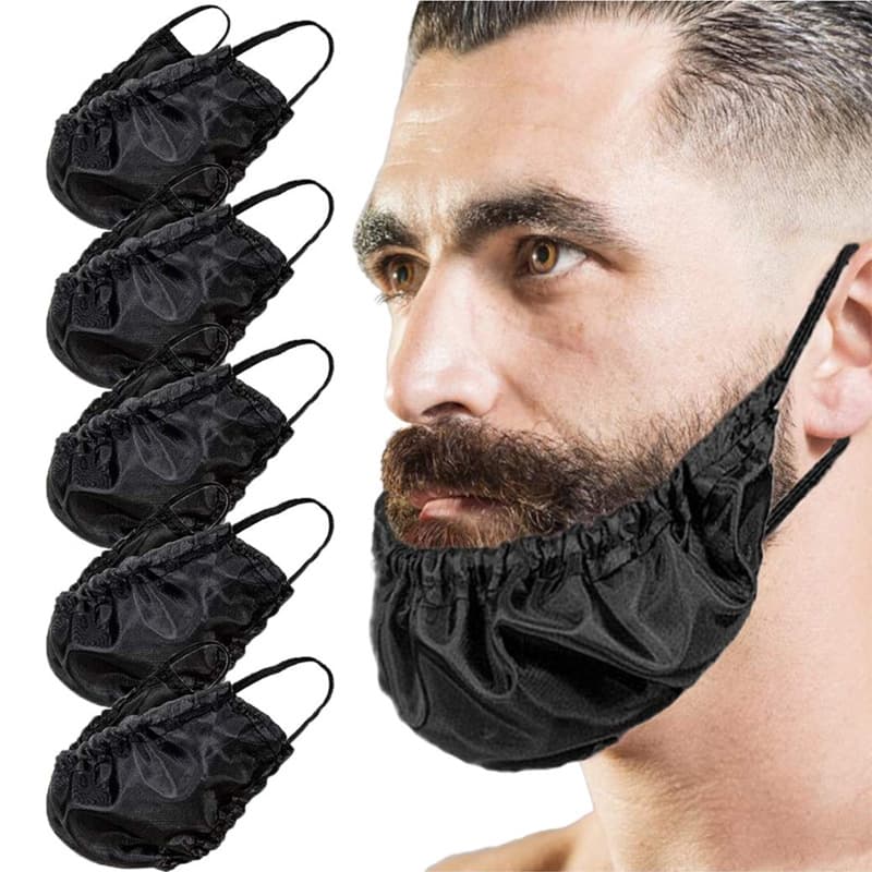 5-Piece Black Men's Reusable Beard Guard Bib - Protective Beard Cover