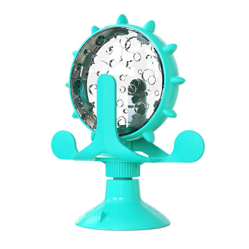 Blue Interactive Pet Treat Dispenser - Spinning Wheel Food Puzzle Toy