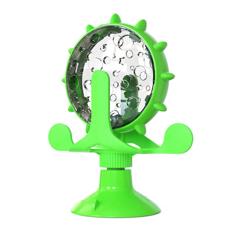 Green Interactive Pet Treat Dispenser - Spinning Wheel Food Puzzle Toy