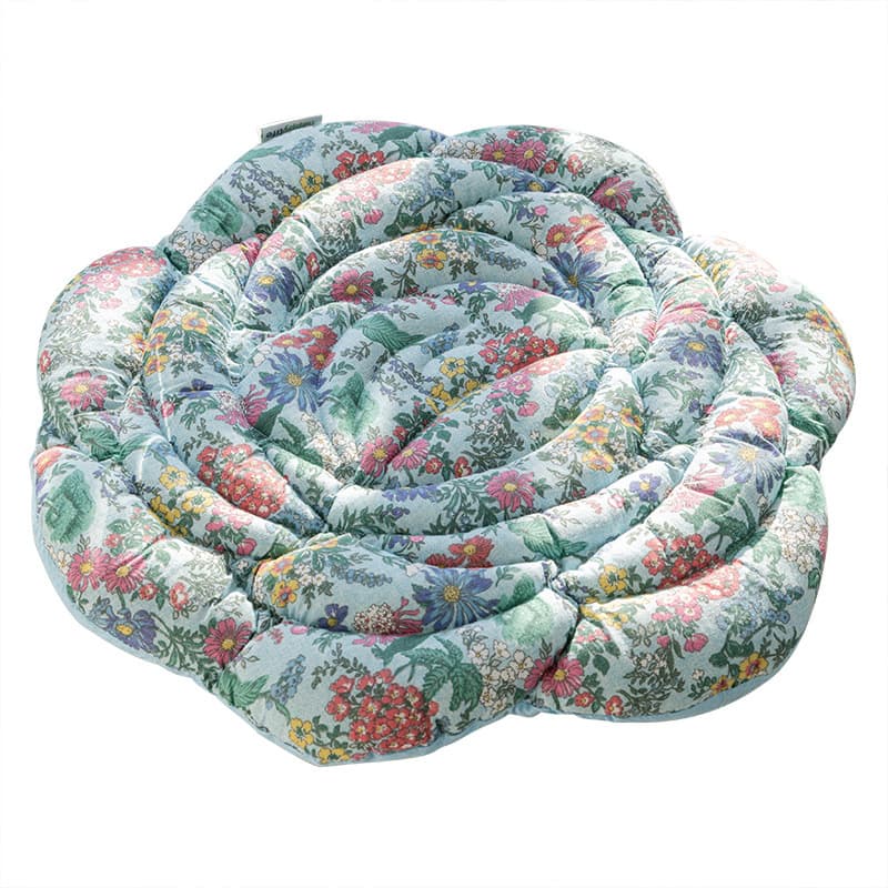 Blue Rose Pattern Pure Cotton Chair Cushion - Thickened 50 × 50 cm Office