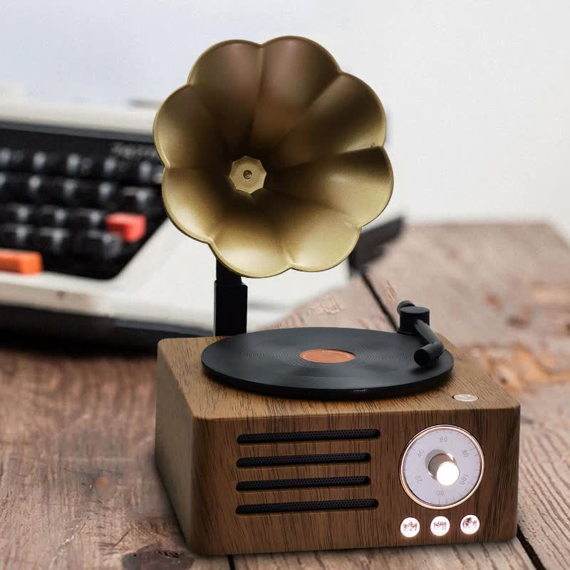 Vintage Gramophone Bluetooth Speaker - Retro Wireless Music Player