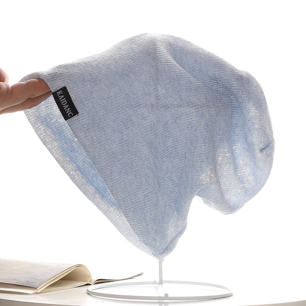 2-Piece Light Blue Summer Breathable Bald Cap - Lightweight White - 56-58 cm