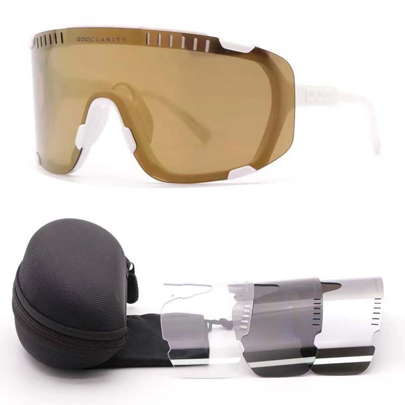 White Frame Tea Gold Tablet Oversized Shield Cycling - White Tea Gold