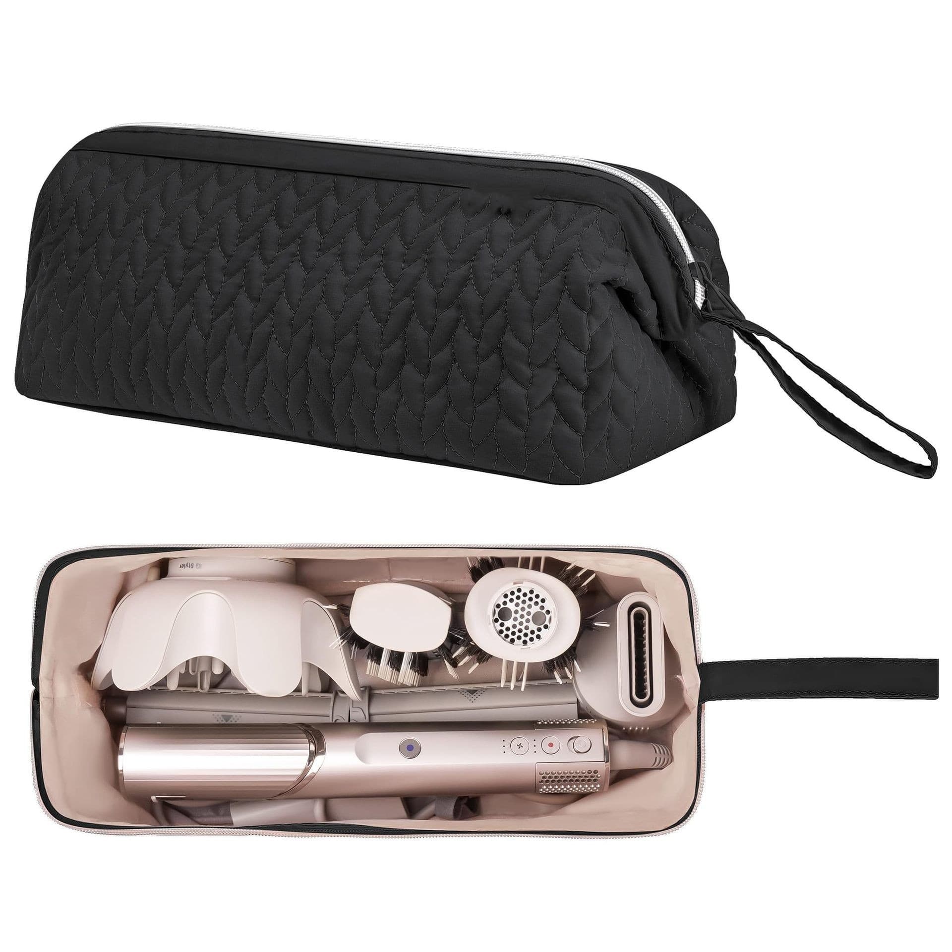 Black Hair Styler Travel Case - Protective Storage Organizer Bag for Dryer