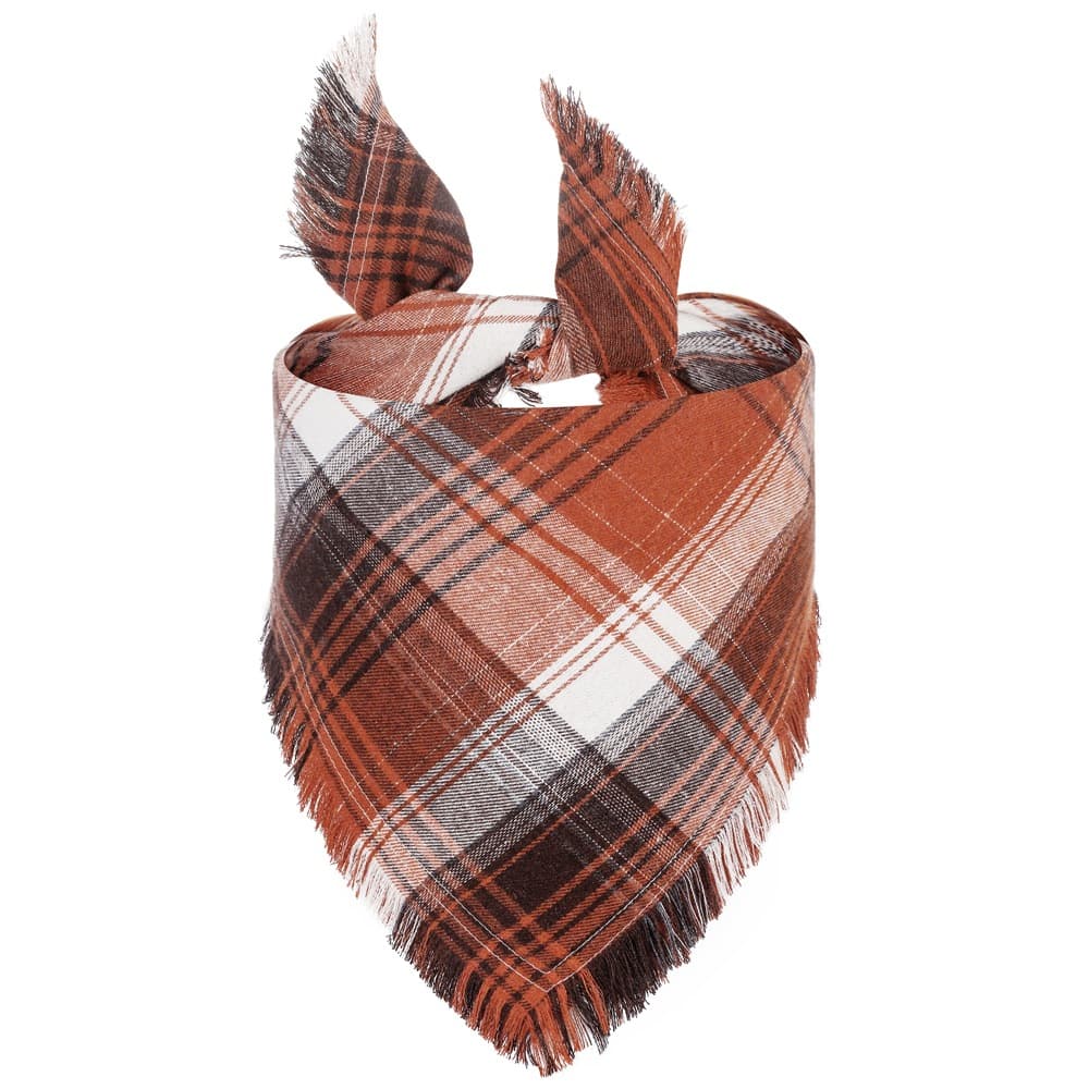 Red, Black and White Tartan S 55 × 38 × 38 cm Thanksgiving Plaid Dog Bandana