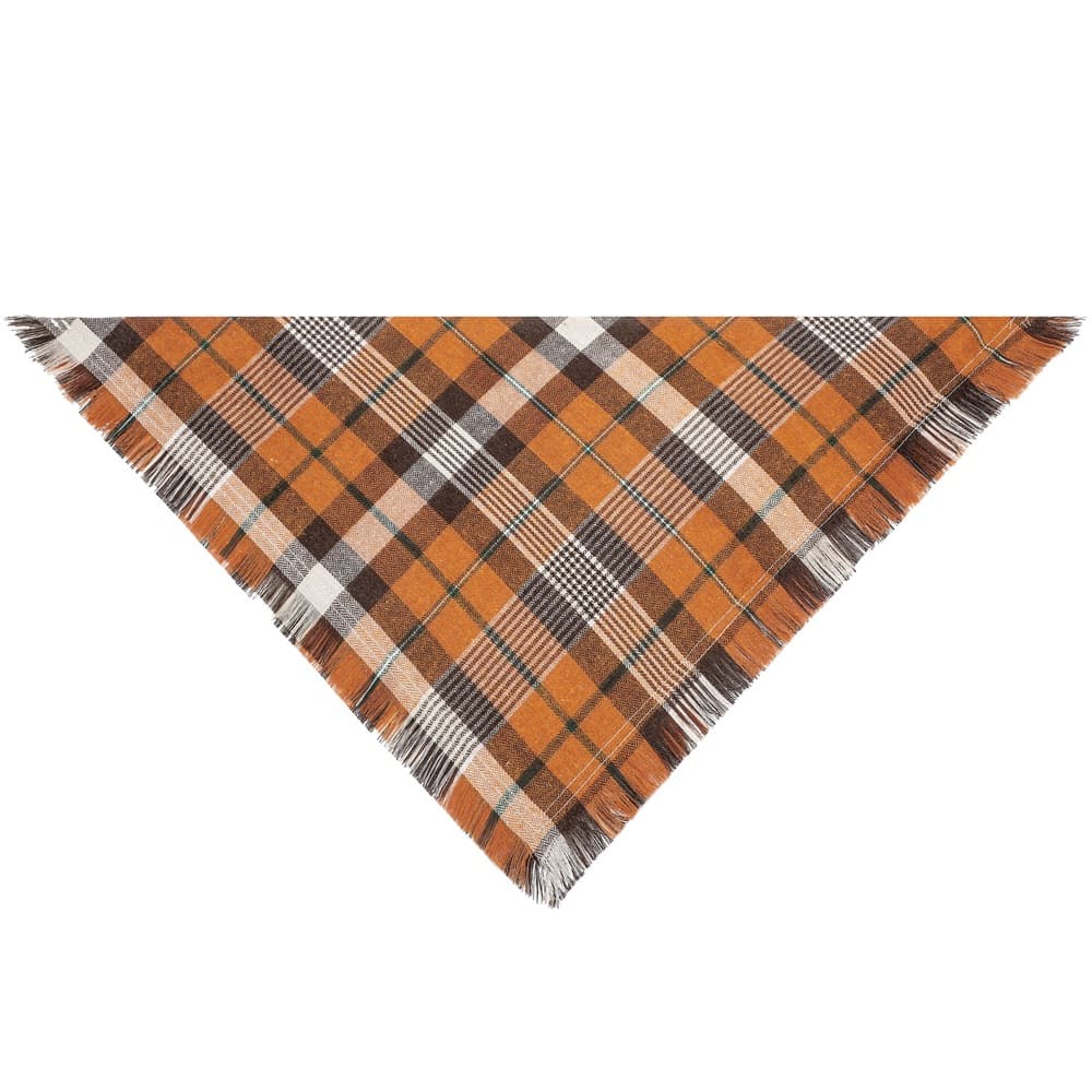 Orange M 65 × 45 × 45 cm Thanksgiving Plaid Dog Bandana 2-Pack - Festive