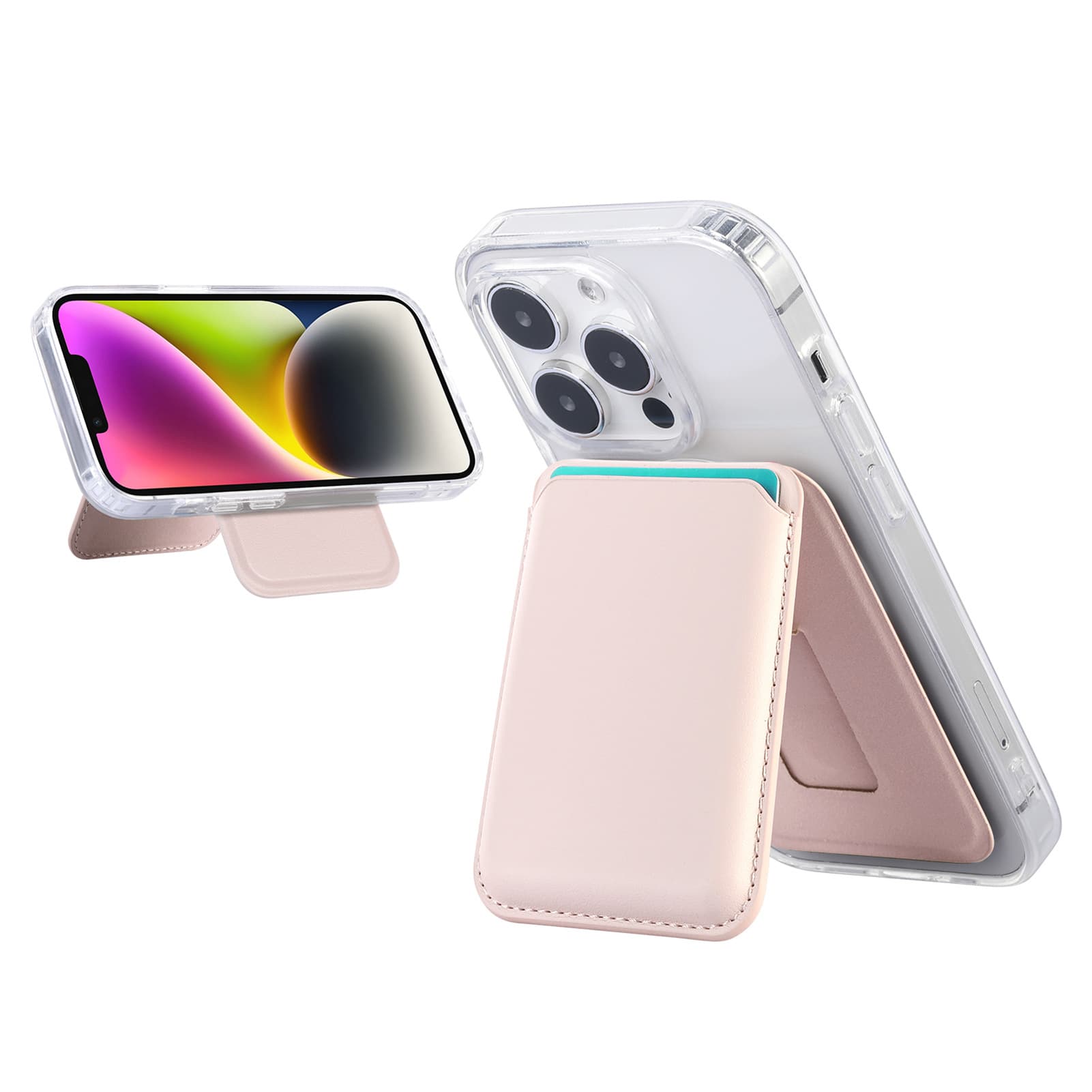 Pink Slim Magnetic Card Holder Wallet with Adjustable Kickstand - MagSafe