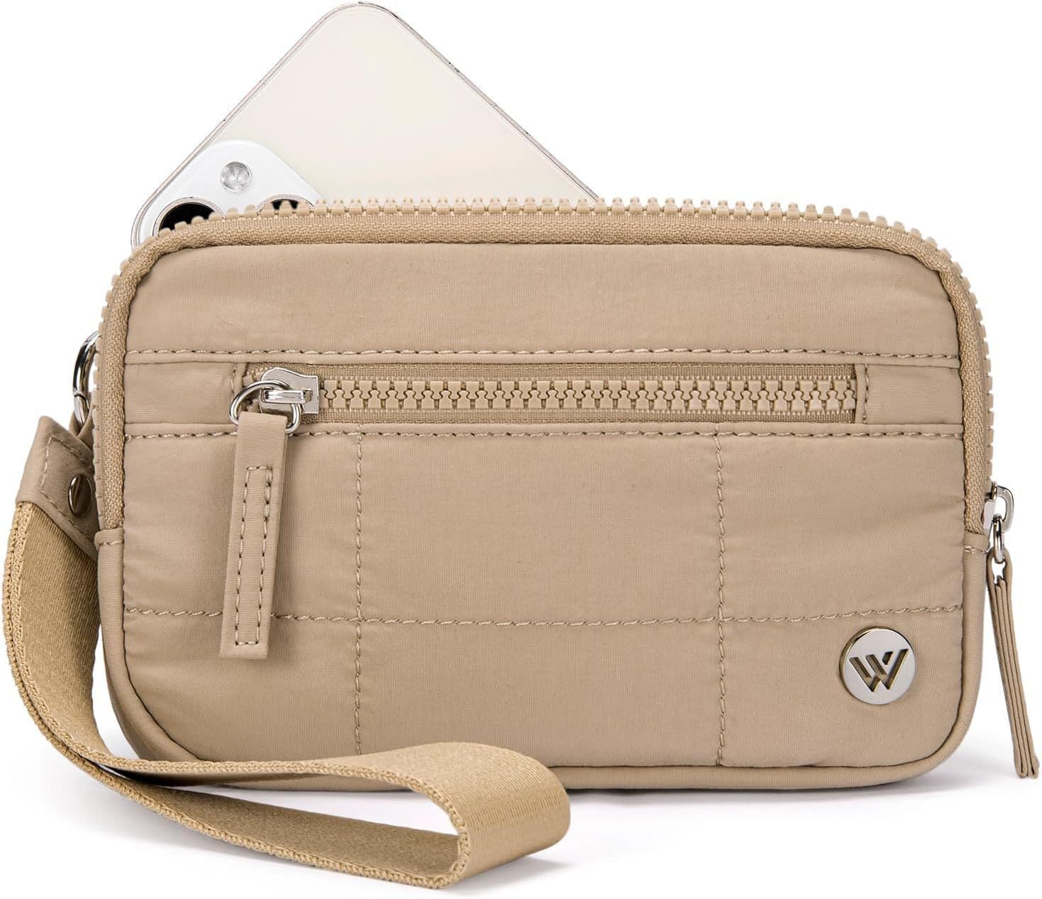 Khaki WESTBRONCO Quilted Phone Bag Wallet