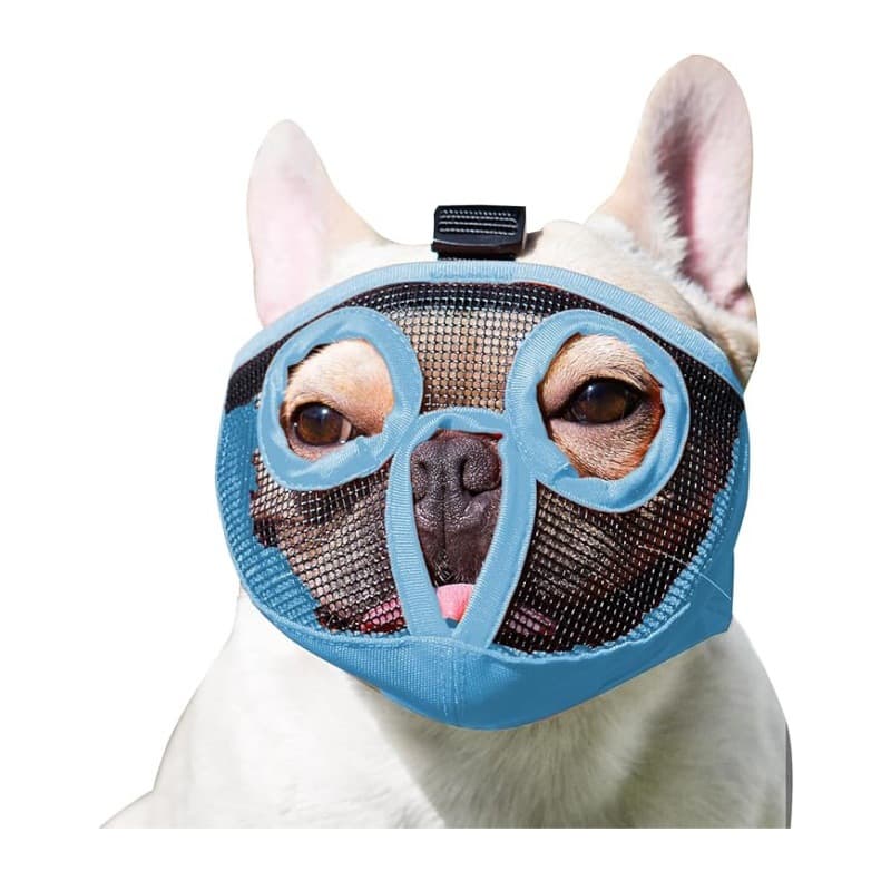 Blue Adjustable Breathable Mesh Dog Muzzle for Short-Nosed Breeds (Size L)