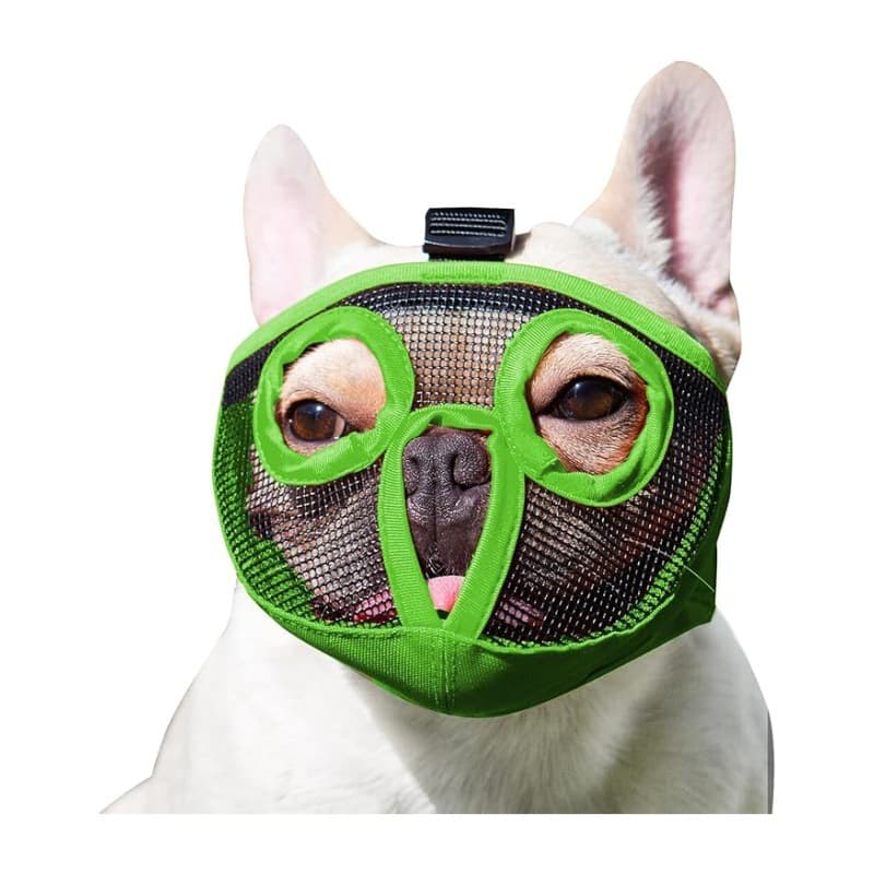 Green Adjustable Breathable Mesh Dog Muzzle for Short-Nosed Breeds (Size L)