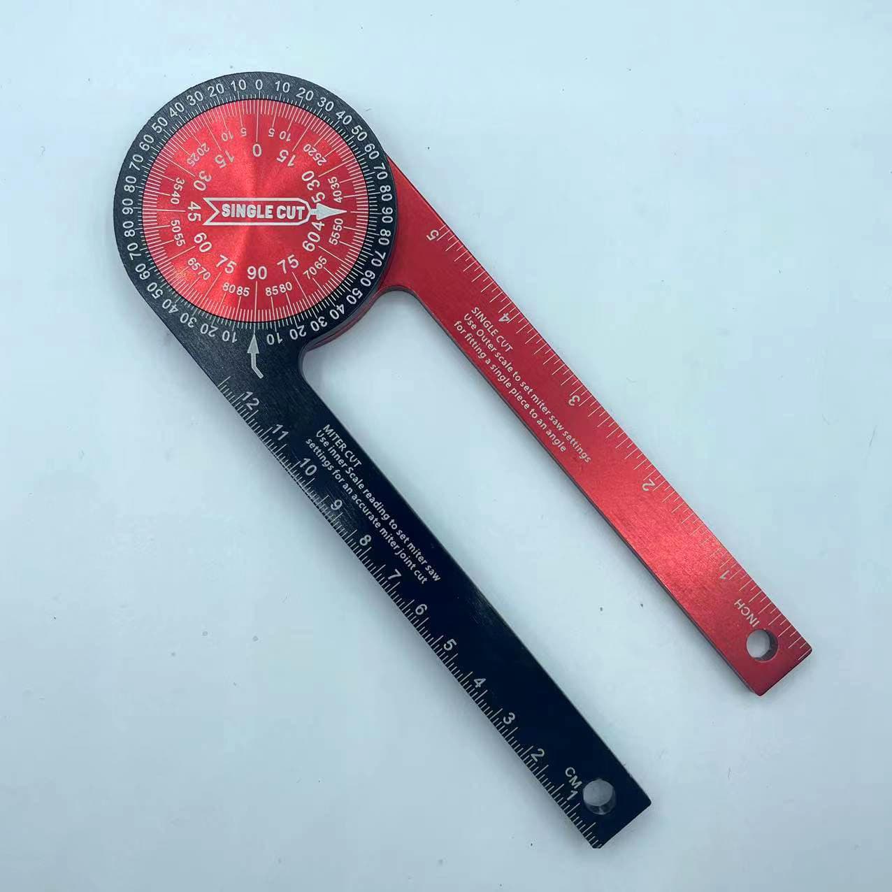 Red Precision 360-Degree Miter Saw Protractor - Aluminum Alloy Angle Finder
