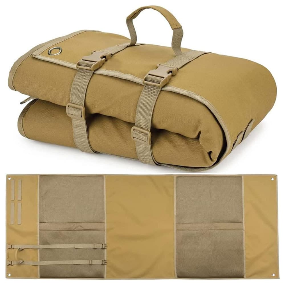 Khaki Portable Tactical Shooting Mat - Lightweight Roll-Up Ground Pad