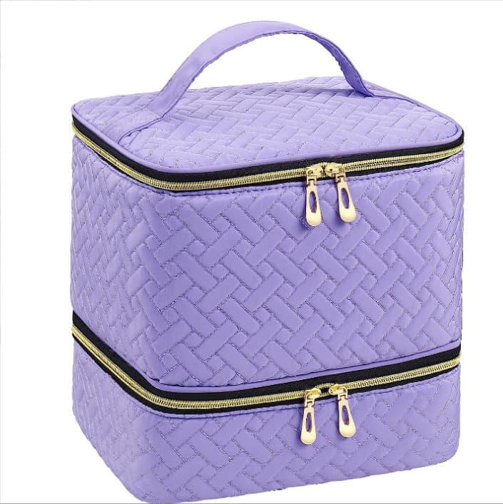 Purple Professional Nail Polish Organizer Case for 30 Bottles & UV Lamp