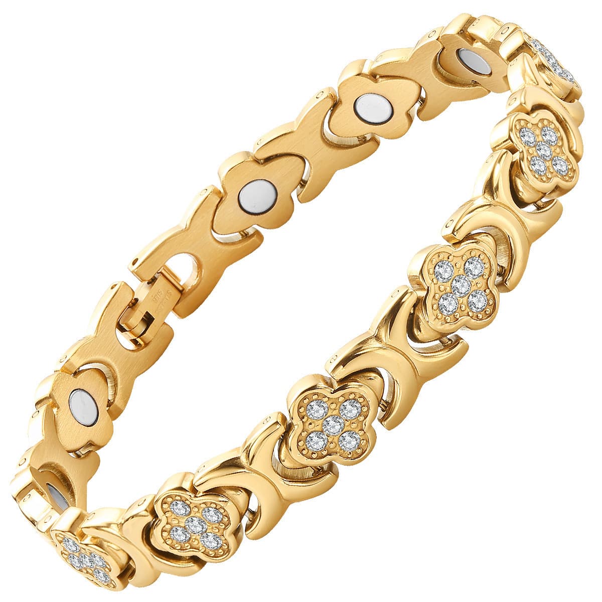 Gold New Fashion Lightweight Four-Leaf Clover Diamond Inlaid Bracelet