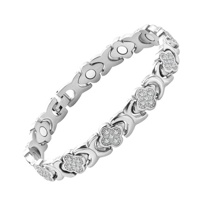 Silver New Fashion Lightweight Four-Leaf Clover Diamond Inlaid Bracelet