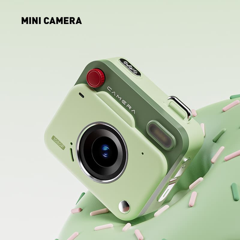 Green Retro Mini Digital Camera Keychain - 48MP Portable Pocket Camcorder