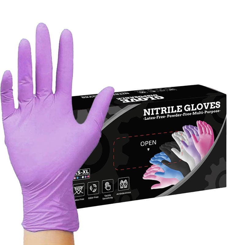 50-Pair purple Disposable Nitrile Gloves - Powder-Free, Latex-Free