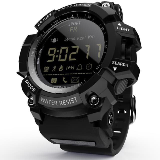 Rugged Sports Smartwatch - 50M Waterproof, 24H 3D - Black with white text