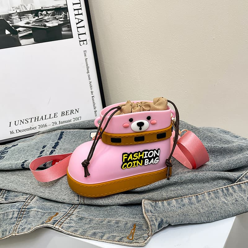 Adjustable Silicone Crossbody Bag - Multi-Way Lightweight Purse - Pink