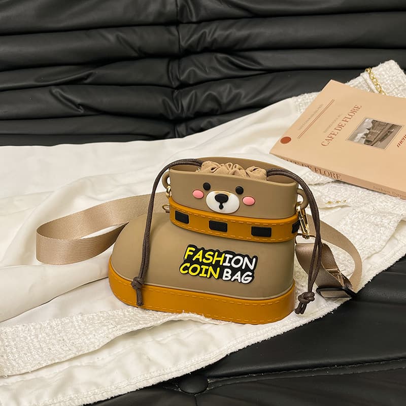 Adjustable Silicone Crossbody Bag - Multi-Way Lightweight Purse - Khaki