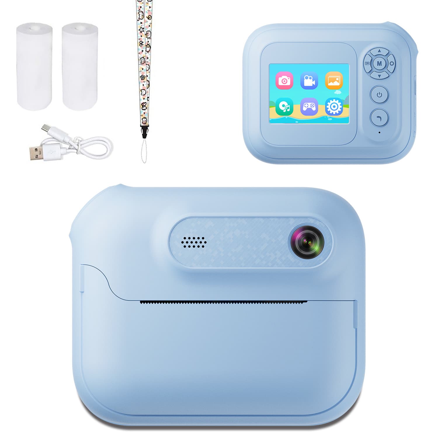 Kids Multi-Functional Camera Toy - Instant B&W Printing & Creative - Blue