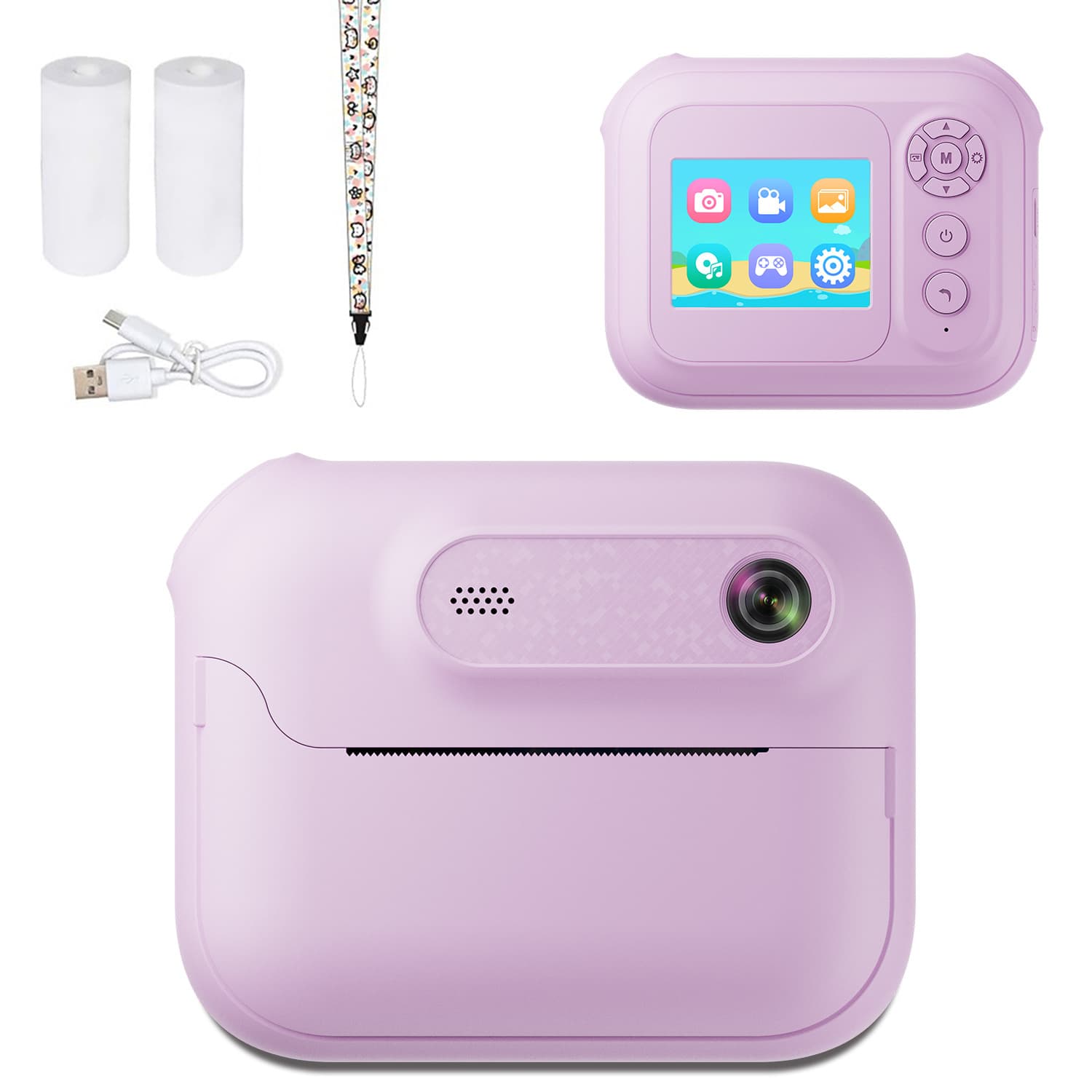 Kids Multi-Functional Camera Toy - Instant B&W Printing & Creative - Purple