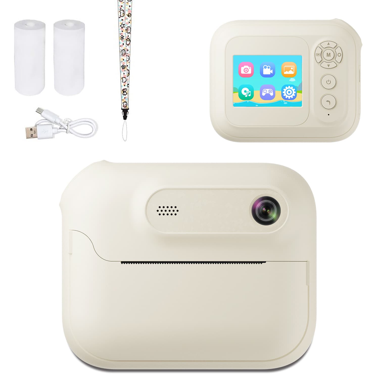 Kids Multi-Functional Camera Toy - Instant B&W Printing & Creative - White